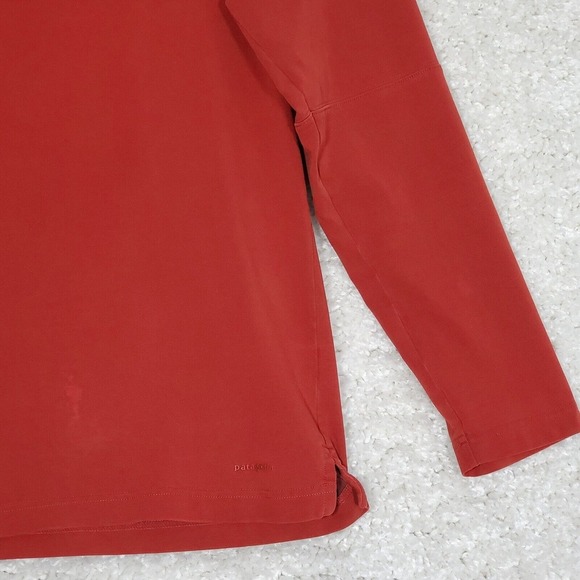 Patagonia Men V Neck Long Sleeve Shirt Size Small Orange Pullover Hiking READ - Picture 2 of 13